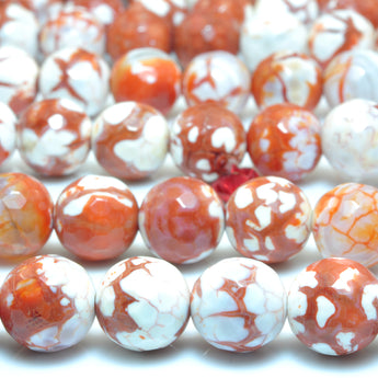 YesBeads Fire Agate faceted round loose beads wholesale gemstone jewelry making 15"