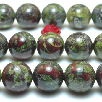 Natural dragon bloodstone smooth round loose beads gemstone wholesale jewelry making  bracelet necklace diy