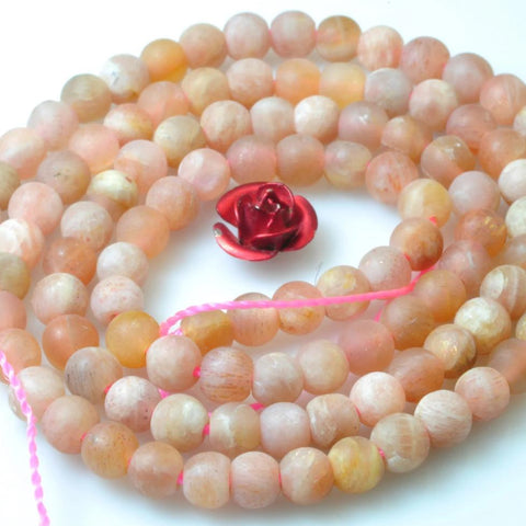 90 pcs of A Grade--Natural Sunstone matte round beads in 4mm