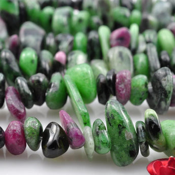 35 inches of Natural Zoisite smooth Chips beads in 5-9mm