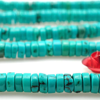 YesBeads 15 inches of Turquoise smooth wheel beads in 2X4mm