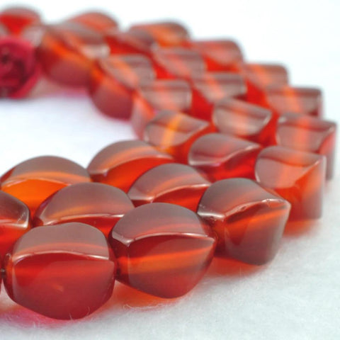 48 pcs of Carnelian Agate smooth twist beads in 5x8mm