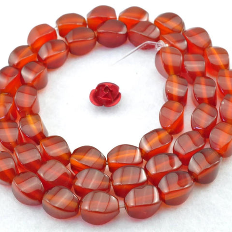 48 pcs of Carnelian Agate smooth twist beads in 5x8mm