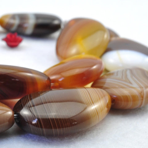 YesBeads 15 pcs of Banded Agate smooth teardrop beads in 18X25mm