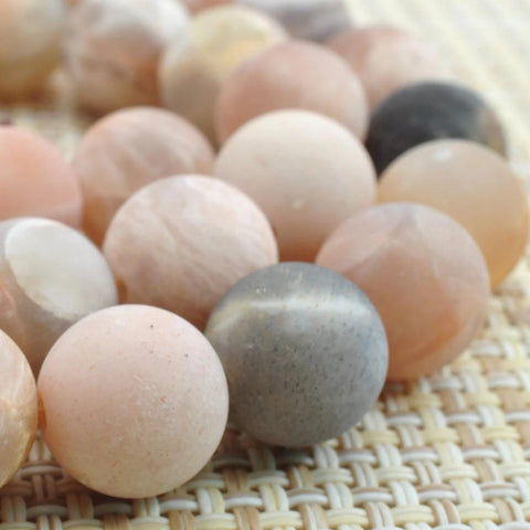 37 pcs of Natural Sunstone matte round beads in 10mm