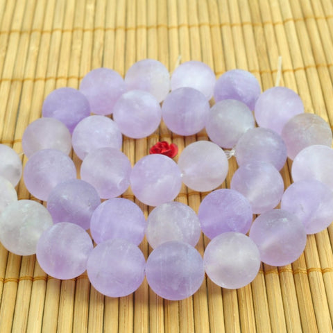 31 pcs of Natural Amethyst matte round beads in 12mm