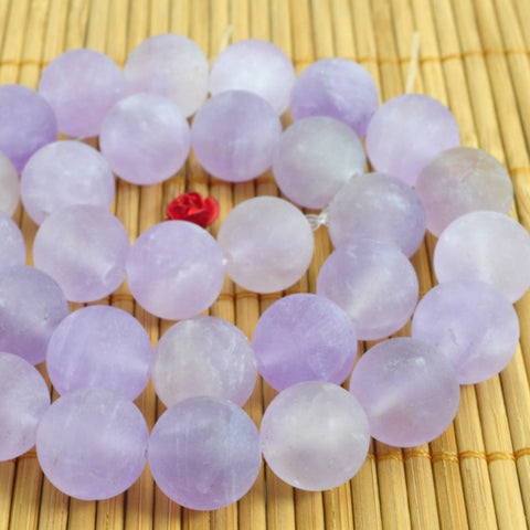 31 pcs of Natural Amethyst matte round beads in 12mm