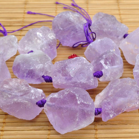 YesBeads 15 inches Natural Amethyst Raw Rough Nugget Chunks  beads in 16-25mm Width x 22-28mm Length