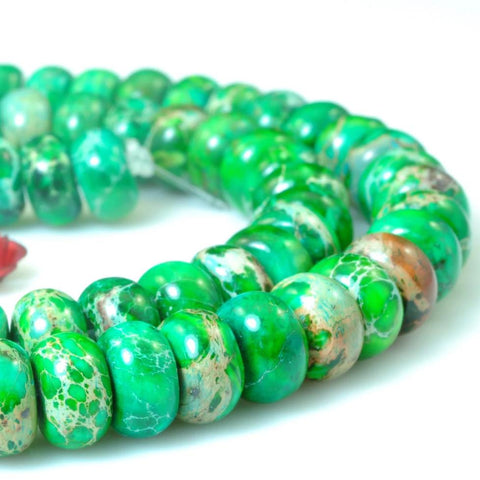 78 pcs of Green Imperial Jasper,Green Emperor stone smooth rondelle beads in 5x8mm