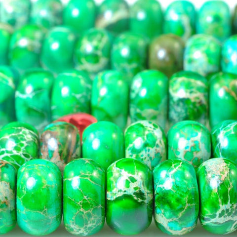 78 pcs of Green Imperial Jasper,Green Emperor stone smooth rondelle beads in 5x8mm