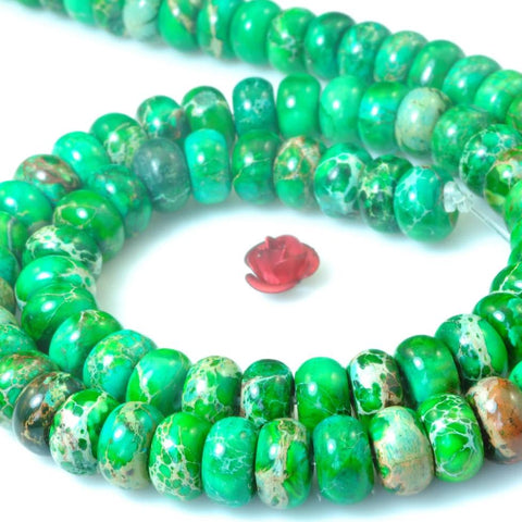 78 pcs of Green Imperial Jasper,Green Emperor stone smooth rondelle beads in 5x8mm