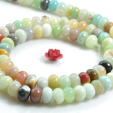 YesBeads 15 inches of Natural Amazonite smooth rondelle beads in  4x6mm