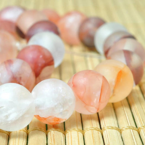 47 pcs of  Natural Red Quartz, crystal matte round beads in 8mm