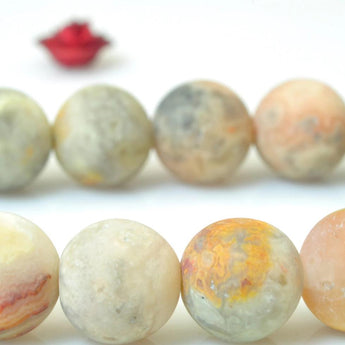 47 pcs of Natural Rainbow Mexican Crazy Lace Agate matte round beads in 8mm