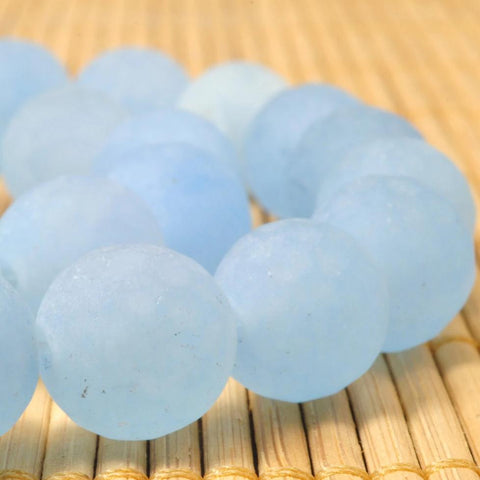 YesBeads 32 pcs of Natural Dyed Blue Jade matte round beads in 12mm