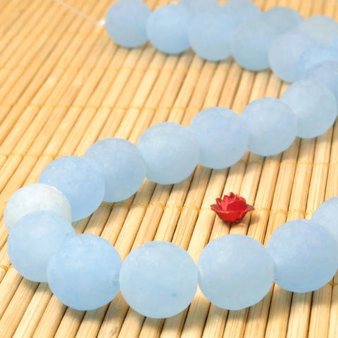 YesBeads 32 pcs of Natural Dyed Blue Jade matte round beads in 12mm