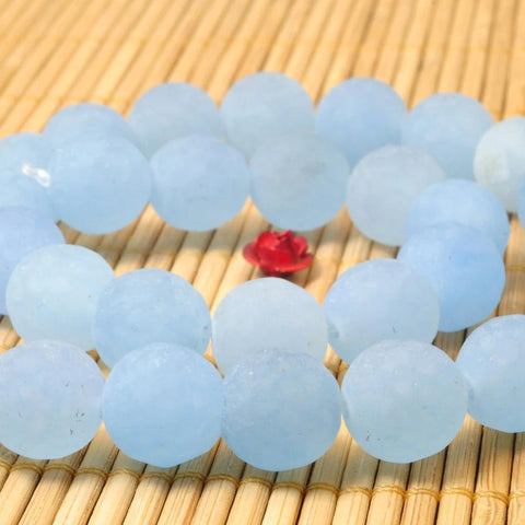 YesBeads 32 pcs of Natural Dyed Blue Jade matte round beads in 12mm