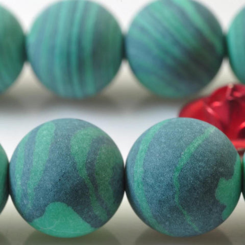 47 pcs of  Malachite matte Synthetic round  beads in 8mm