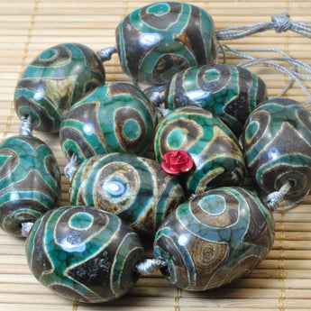 5 pcs of Tibetan Agate Retro Agate smooth drum beads 20-22x28-30mm