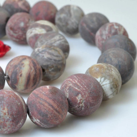 37 pcs of Natural Rainbow jasper matte round beads in 10mm