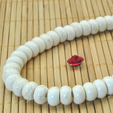 78 Pcs of  Natural white Turquoise smooth rondelle beads in 5x8mm