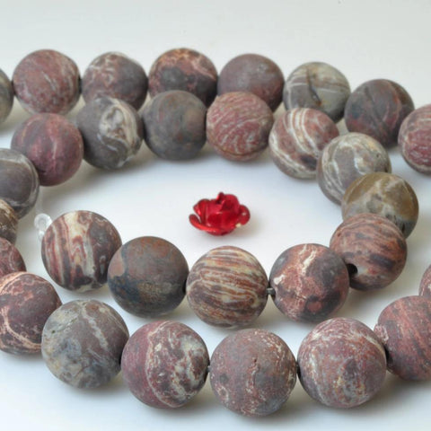 37 pcs of Natural Rainbow jasper matte round beads in 10mm