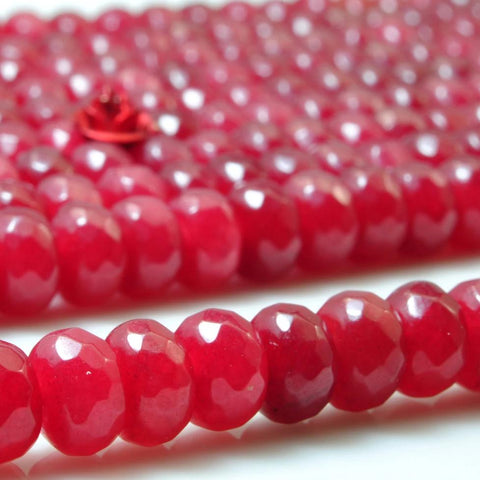 Red Jade faceted rondelle beads loose stone wholesale gemstone jewelry making bracelet stuff